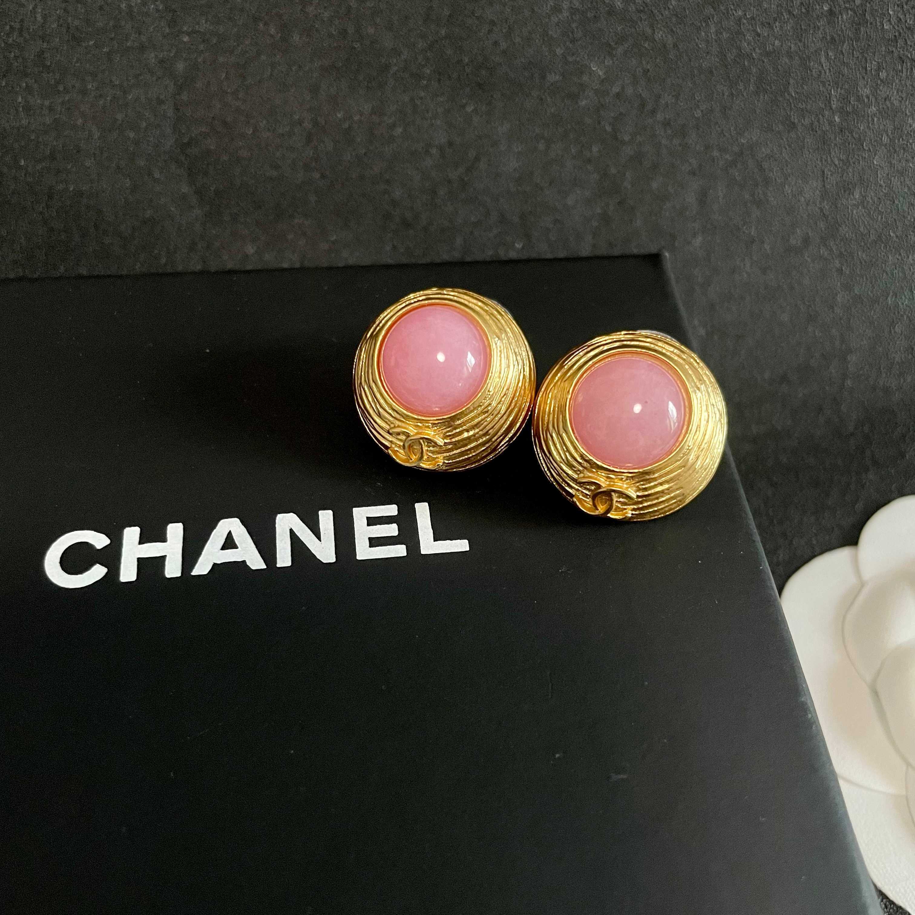CC Vintage Gold Pink Earrings