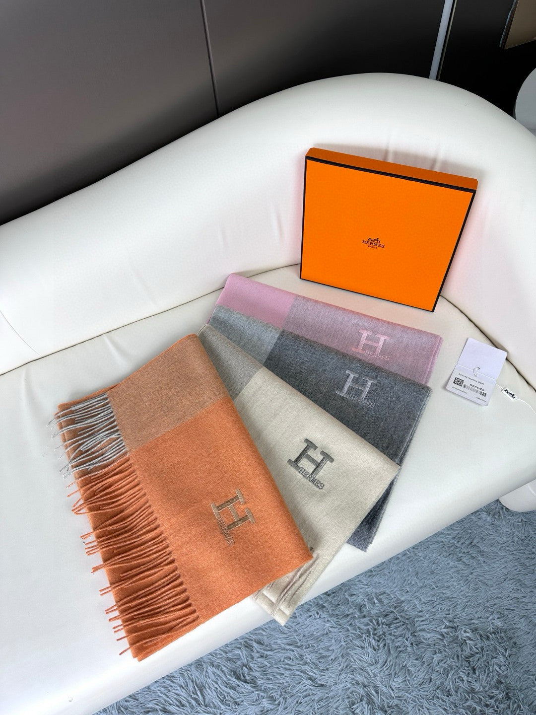 SCARF 190 CM IN BLUSH PINK CASHMERE