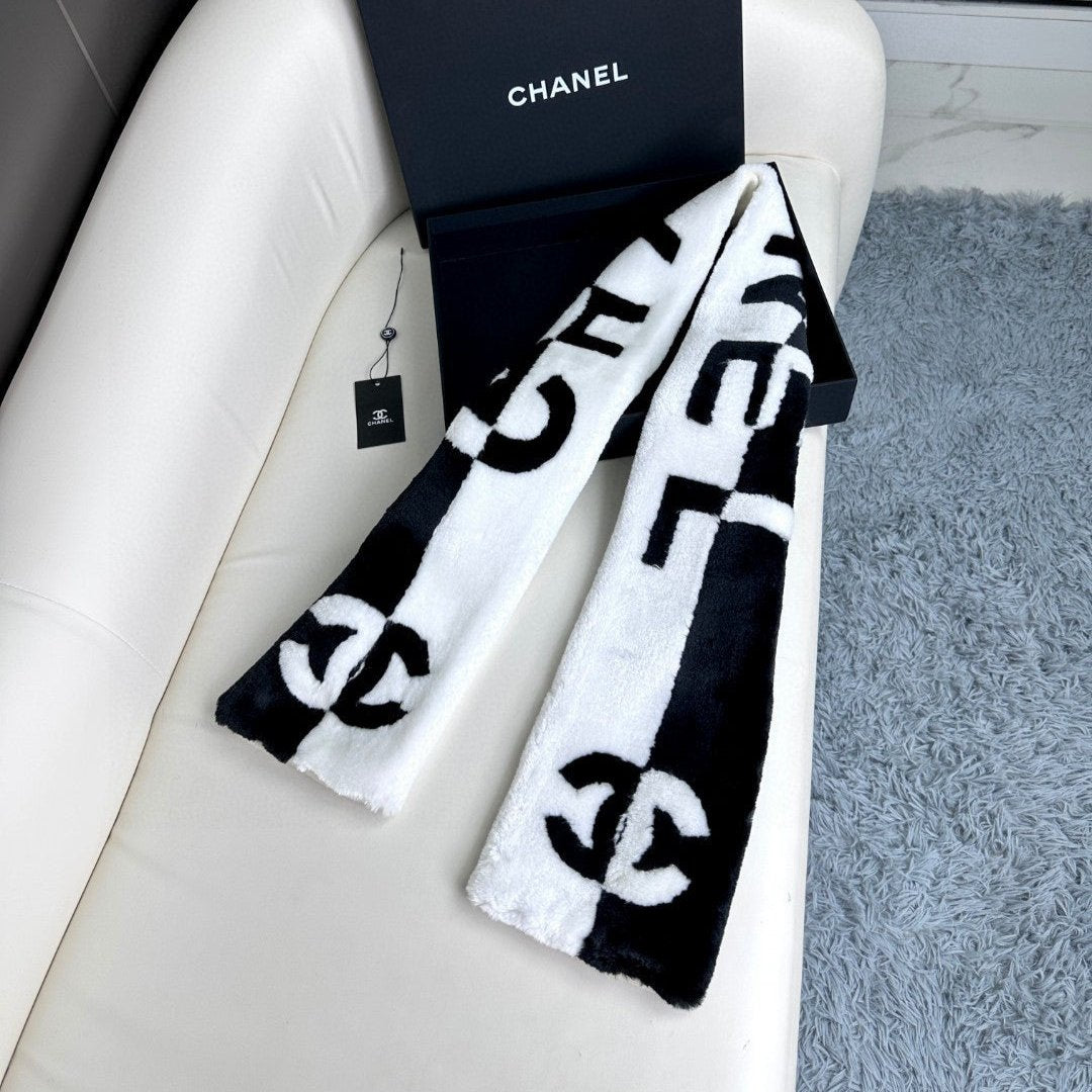 CC Scarf 120 CM In Black Mix White Fleece Wool 396432