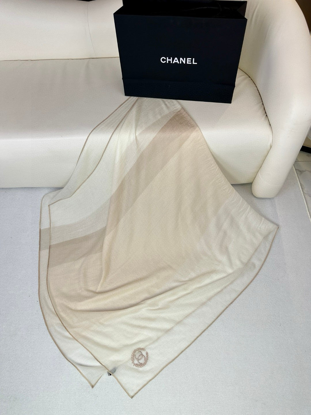 CC Scarf 200 CM In Light Beige Mix Dark Beige Cashmere Silk 396446