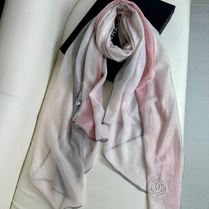 CC Scarf 200 CM In Light Pink Mix Light Grey Beige Cashmere Silk  396448