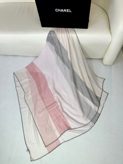 CC Scarf 200 CM In Light Pink Mix Light Grey Beige Cashmere Silk  396448