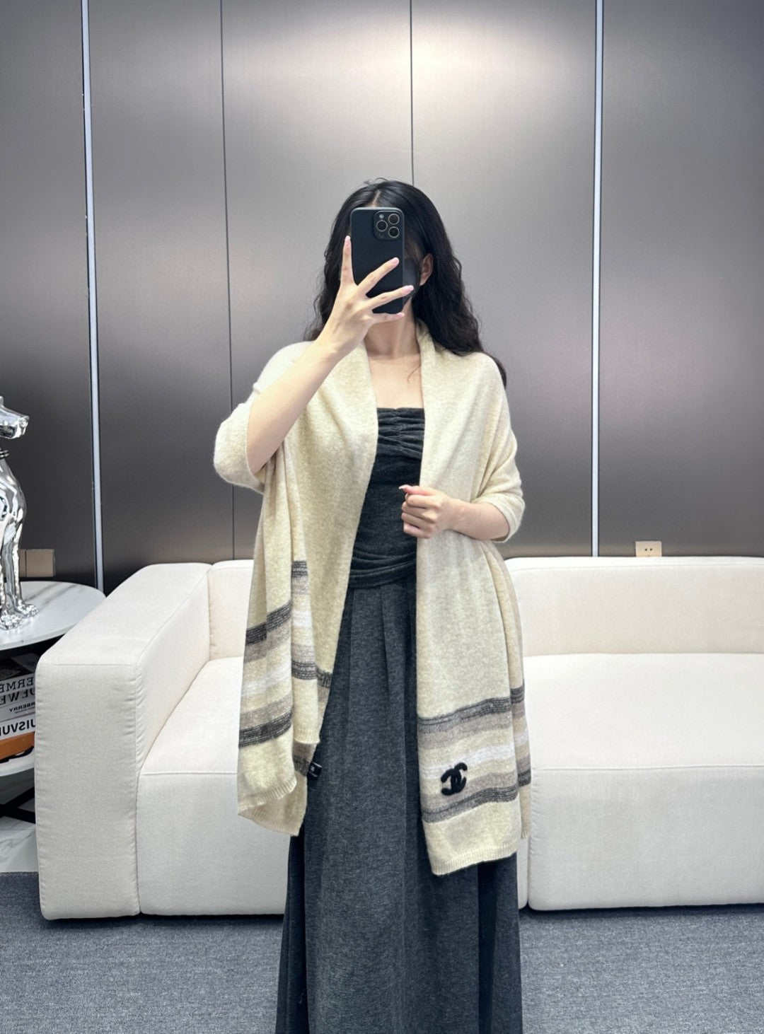 CC Scarf 210 CM In Beige Cashmere 403865