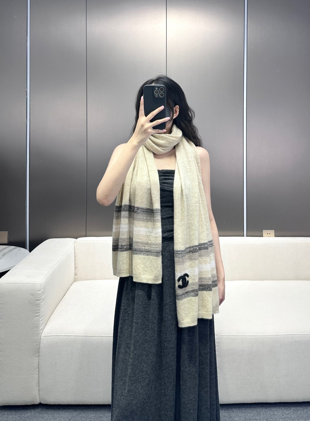 CC Scarf 210 CM In Beige Cashmere 403865