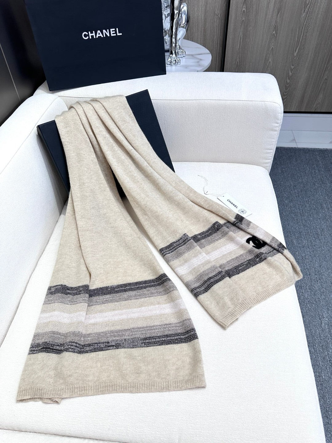 CC Scarf 210 CM In Beige Cashmere 403865