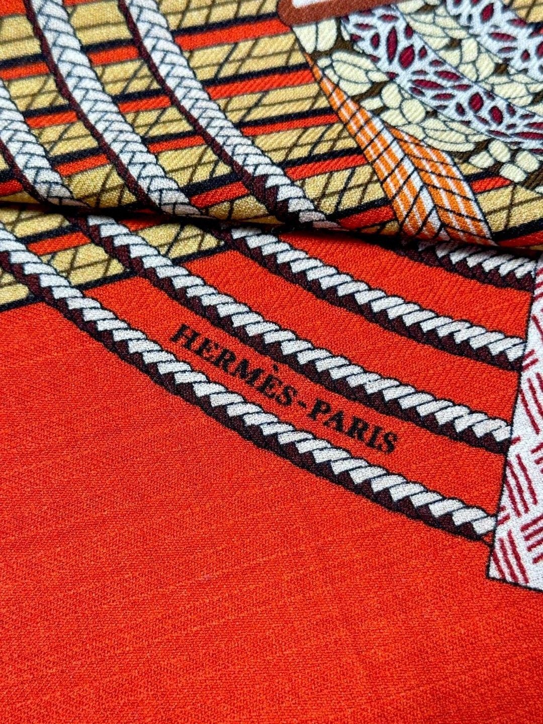 Dressage Tressage Shawl 140 CM In Orange Red Colorful Silk
