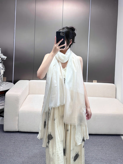 CC Scarf 200 CM In White Mix Beige Light Linen Fabric 418194