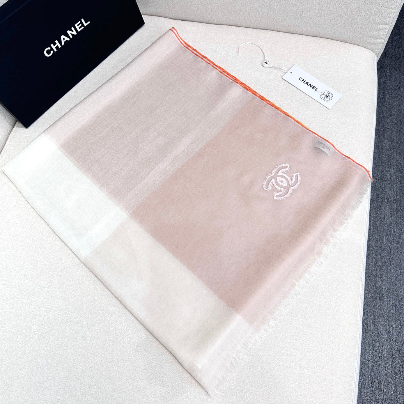CC Scarf 200 CM In White Mix Beige Light Linen Fabric 418194