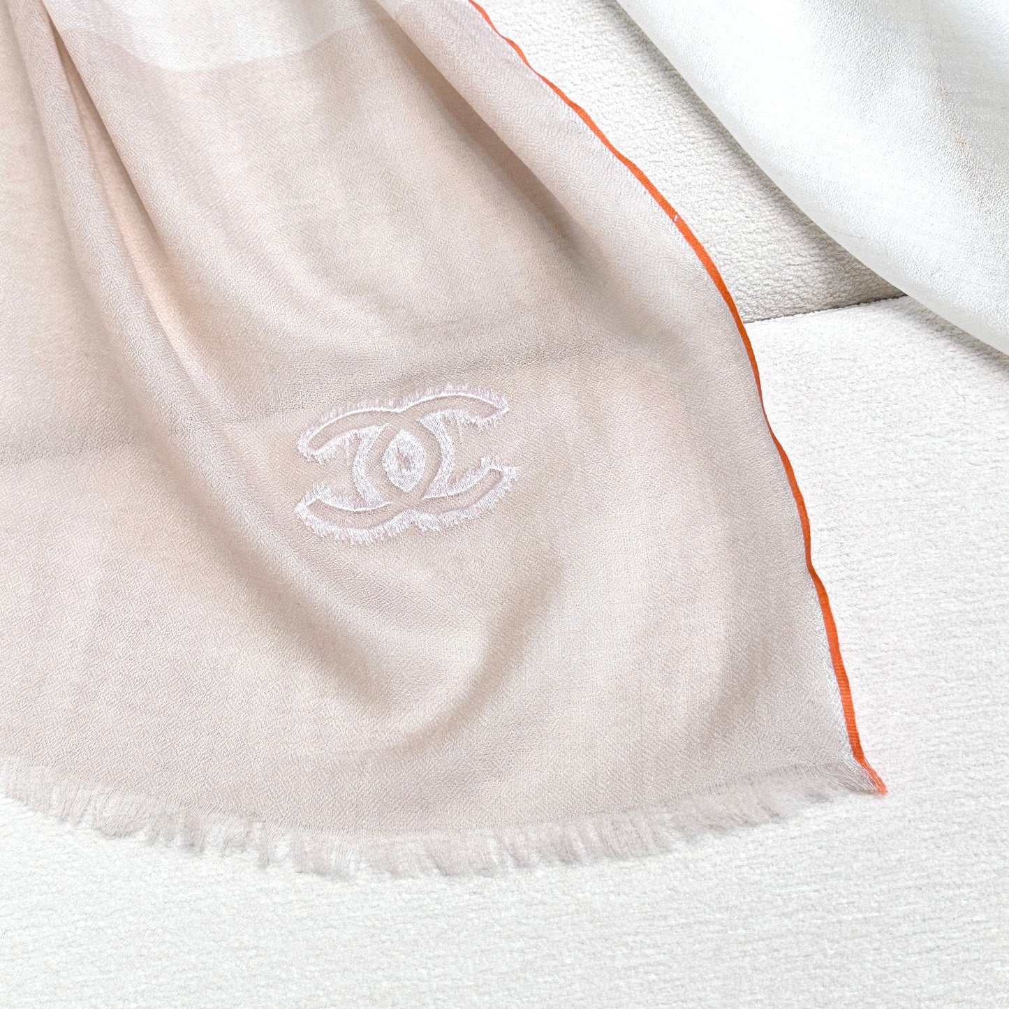CC Scarf 200 CM In White Mix Beige Light Linen Fabric 418194