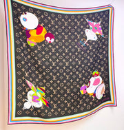 LV x TM SUPERFLAT 140cm Brown Multicolor Silk Wool 978741