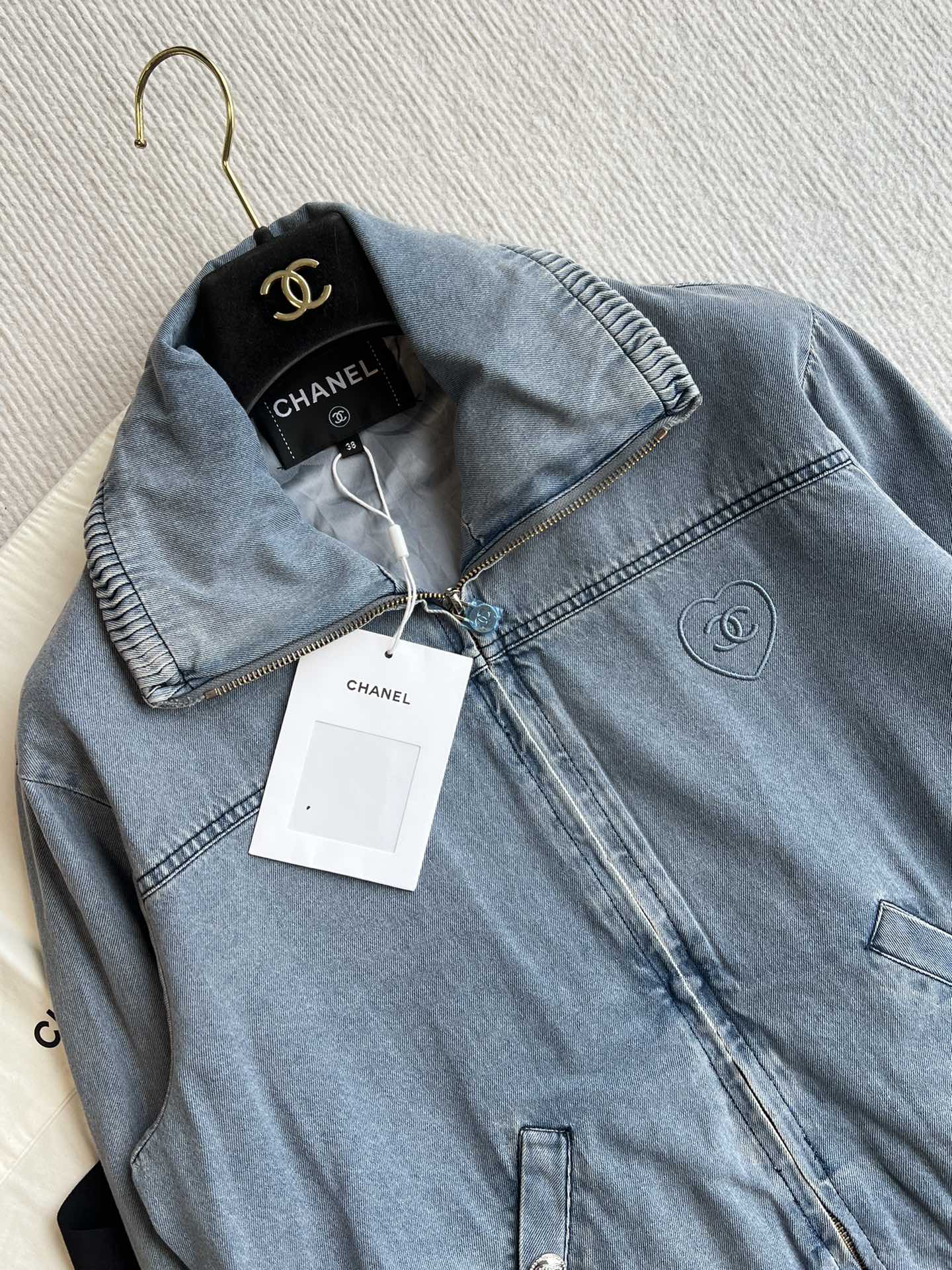 CC 25 Heart Embroidered Denim Jacket Cotton 237723