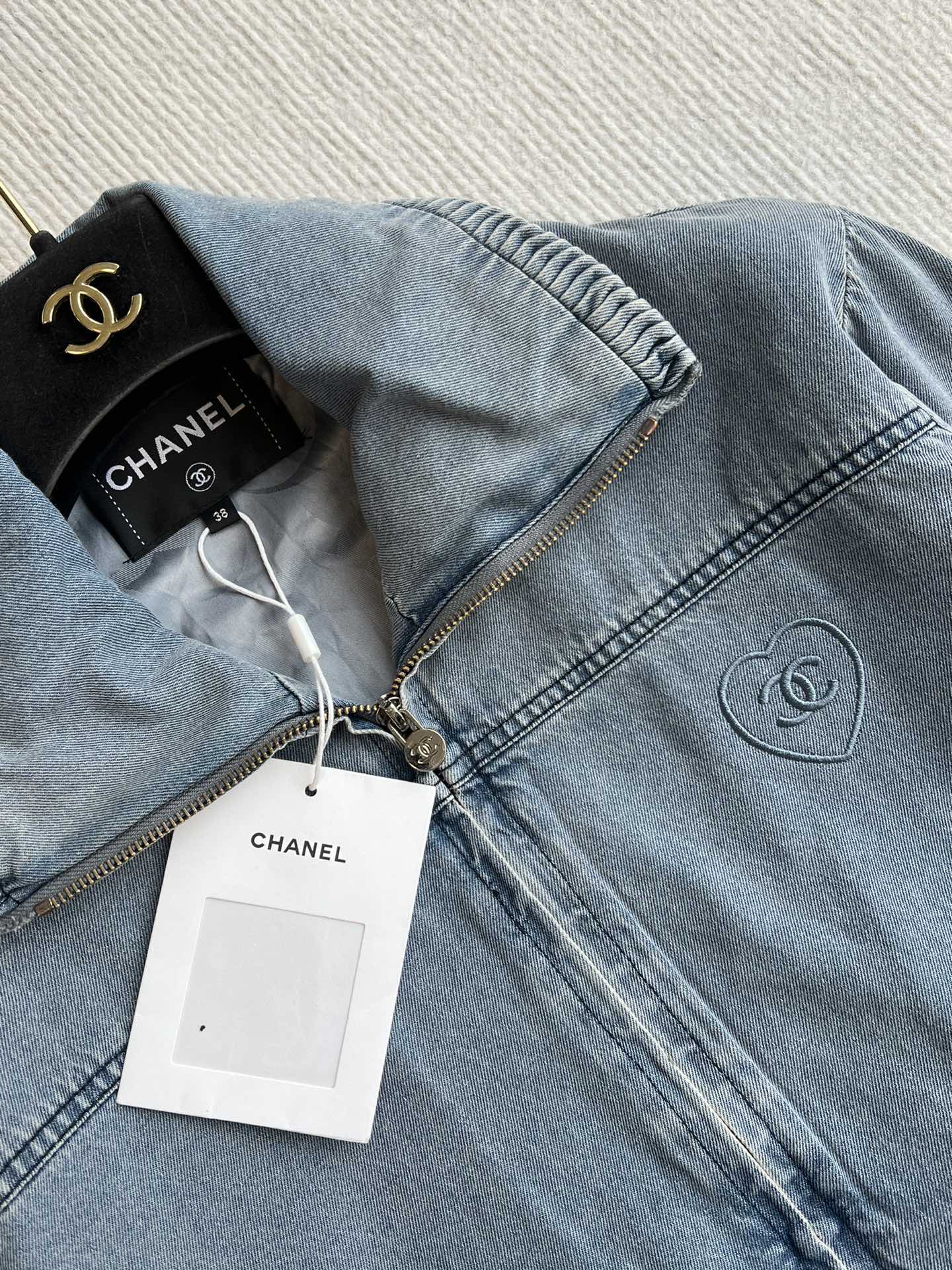 CC 25 Heart Embroidered Denim Jacket Cotton 237723
