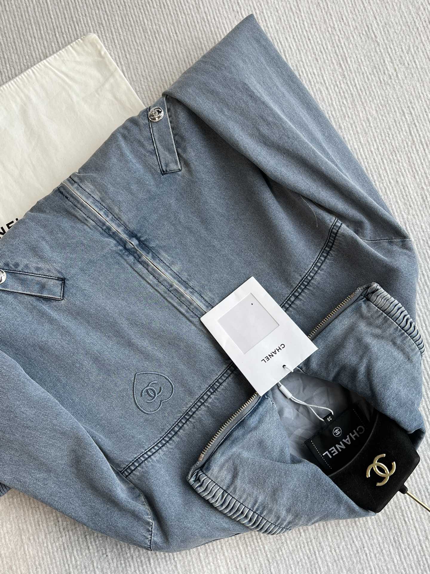 CC 25 Heart Embroidered Denim Jacket Cotton 237723