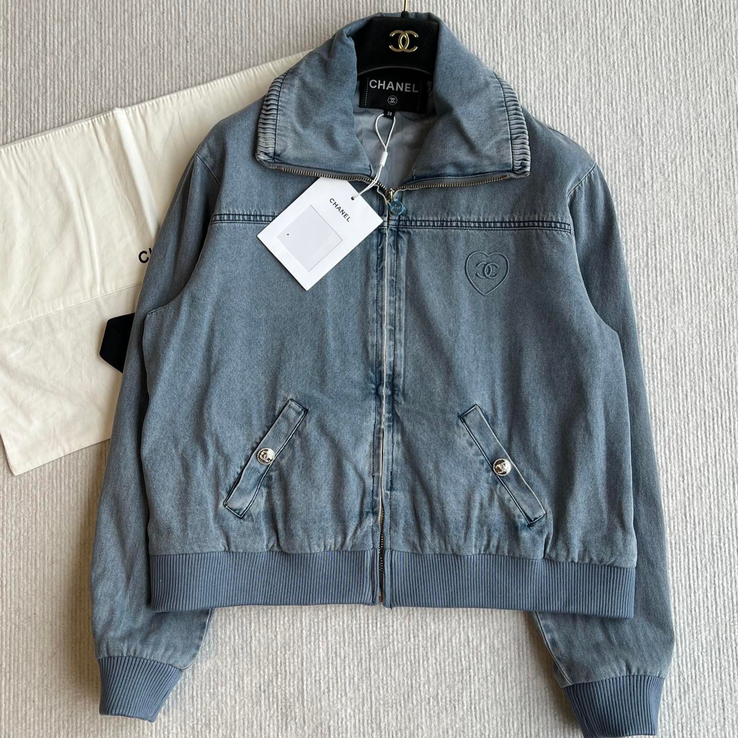 CC 25 Heart Embroidered Denim Jacket Cotton 237723