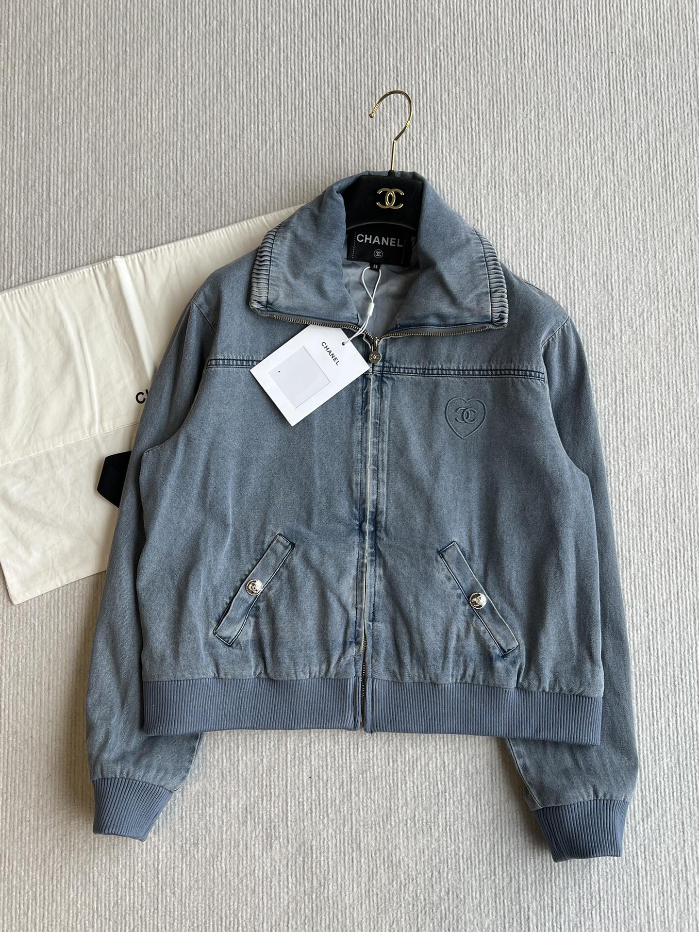 CC 25 Heart Embroidered Denim Jacket Cotton 237723
