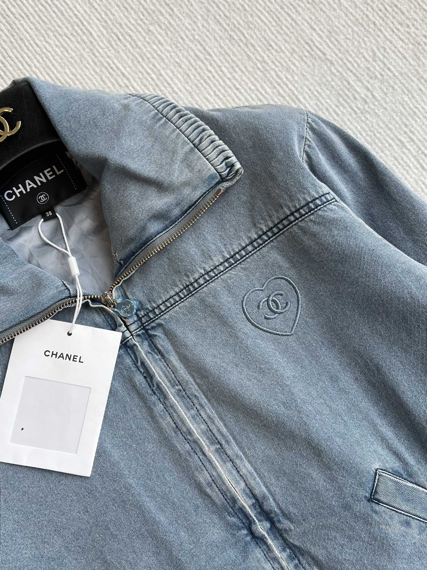 CC 25 Heart Embroidered Denim Jacket Cotton 237723