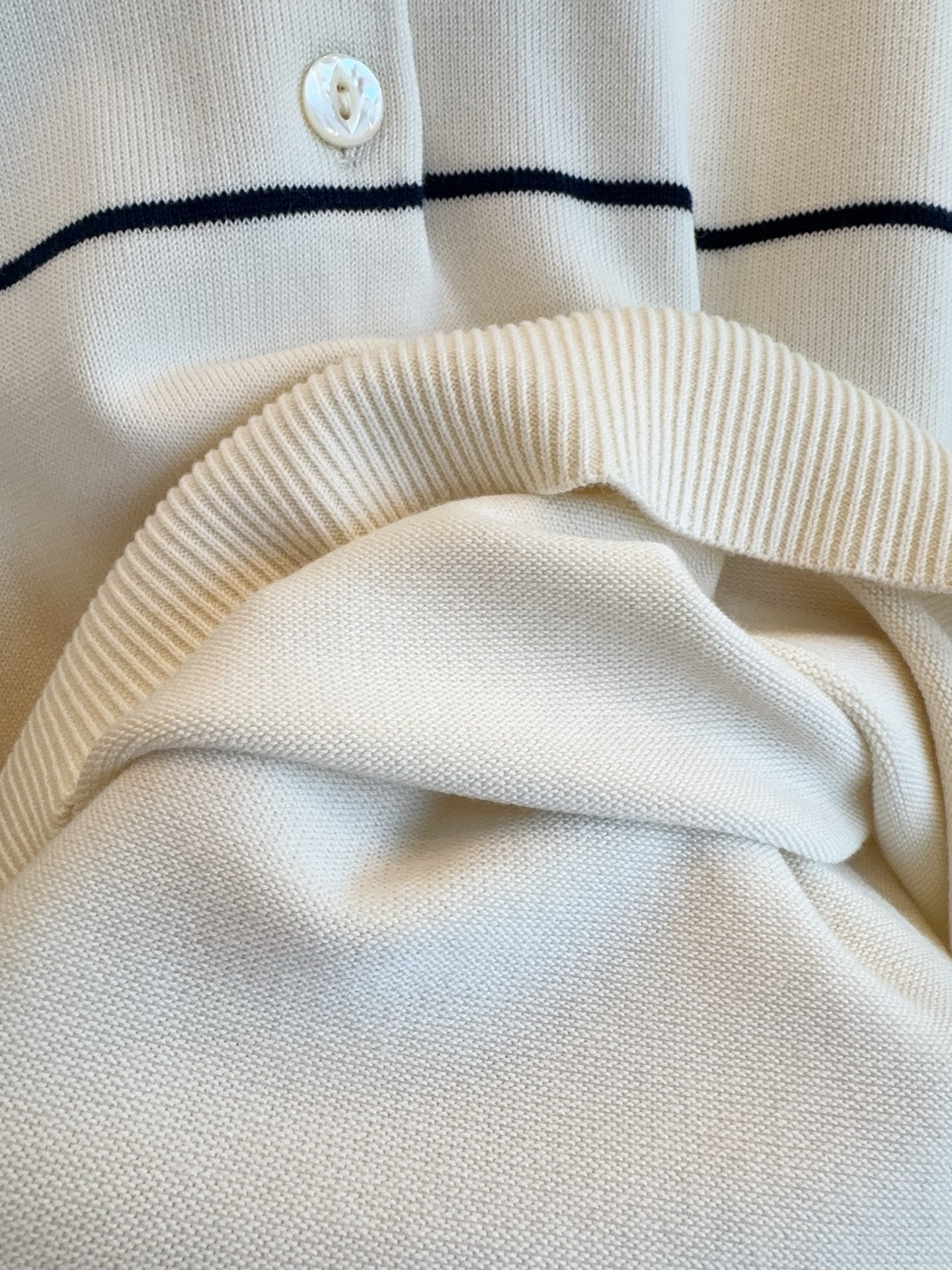 Celine 25 Polo Long Sleeves Shirt White Silk Cotton