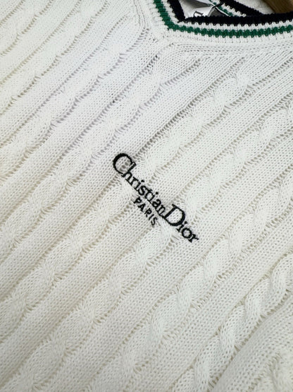 CD 25 V-neck Shirt White Silk Cotton