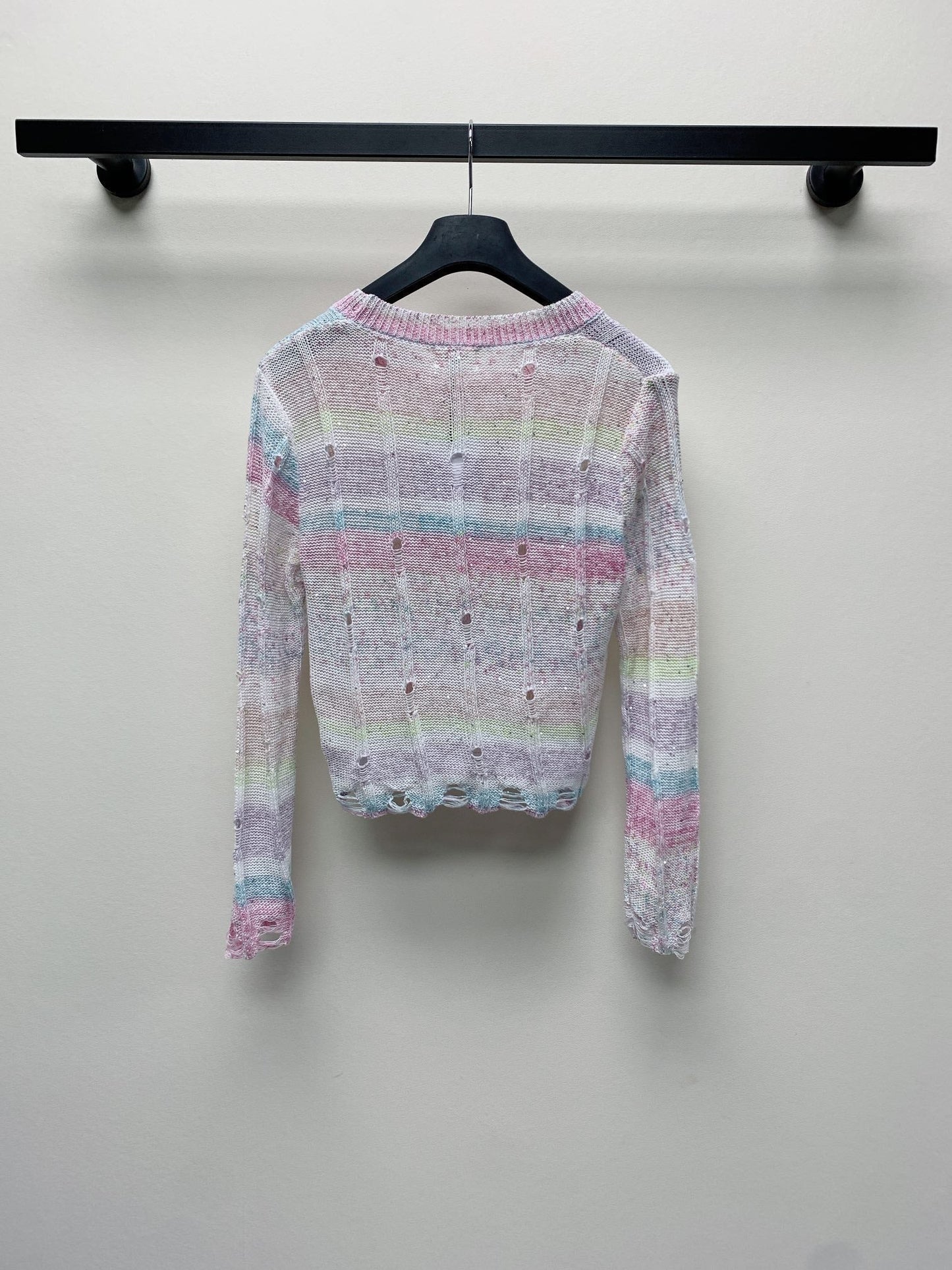 Celine 25 Pastel Striped Sweater Pink Mix Colors Wool Polyester 277565