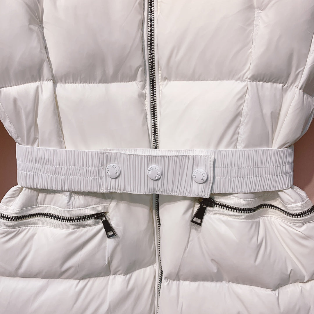 Moncler 25 Long Down Jacket With Rabbit Fur Collar 289112