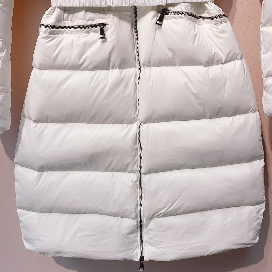 Moncler 25 Long Down Jacket With Rabbit Fur Collar 289112