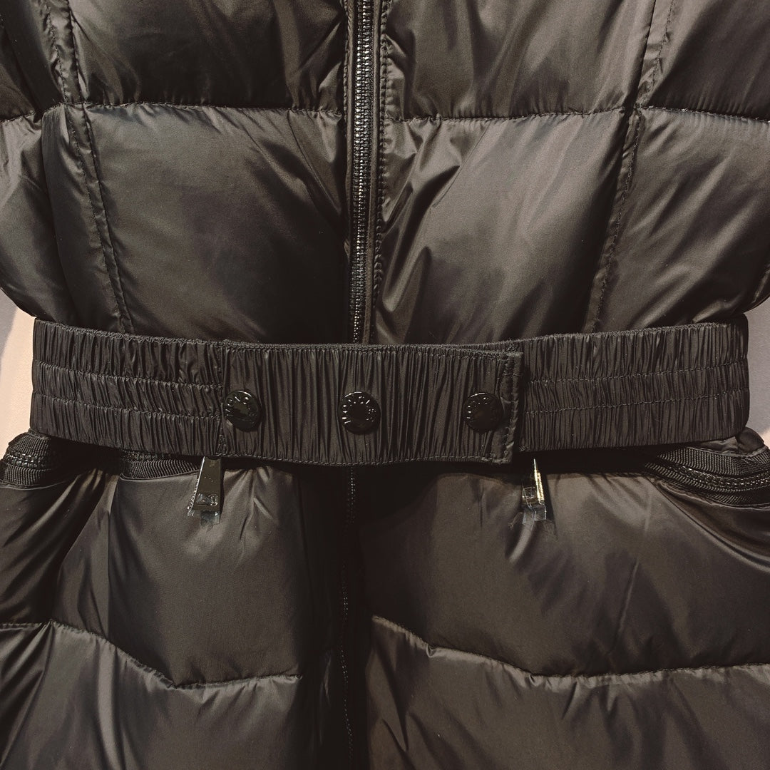 Moncler 25 Long Down Jacket With Rabbit Fur Collar 289112