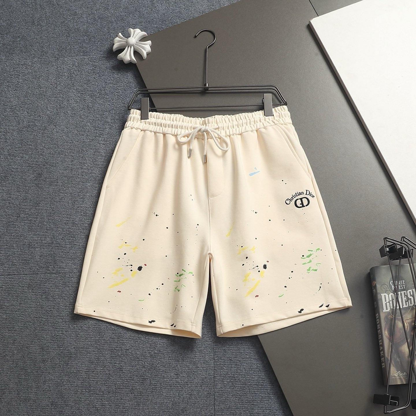 CD 26A Men Terry Cloth Short Oblique Embroidery Fabric 285977