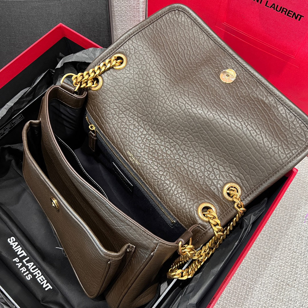YSL Handbag 28 Brown Pattern Lambskin