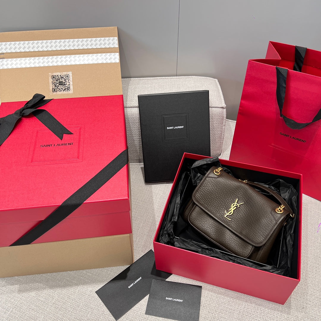 YSL Handbag 28 Brown Pattern Lambskin