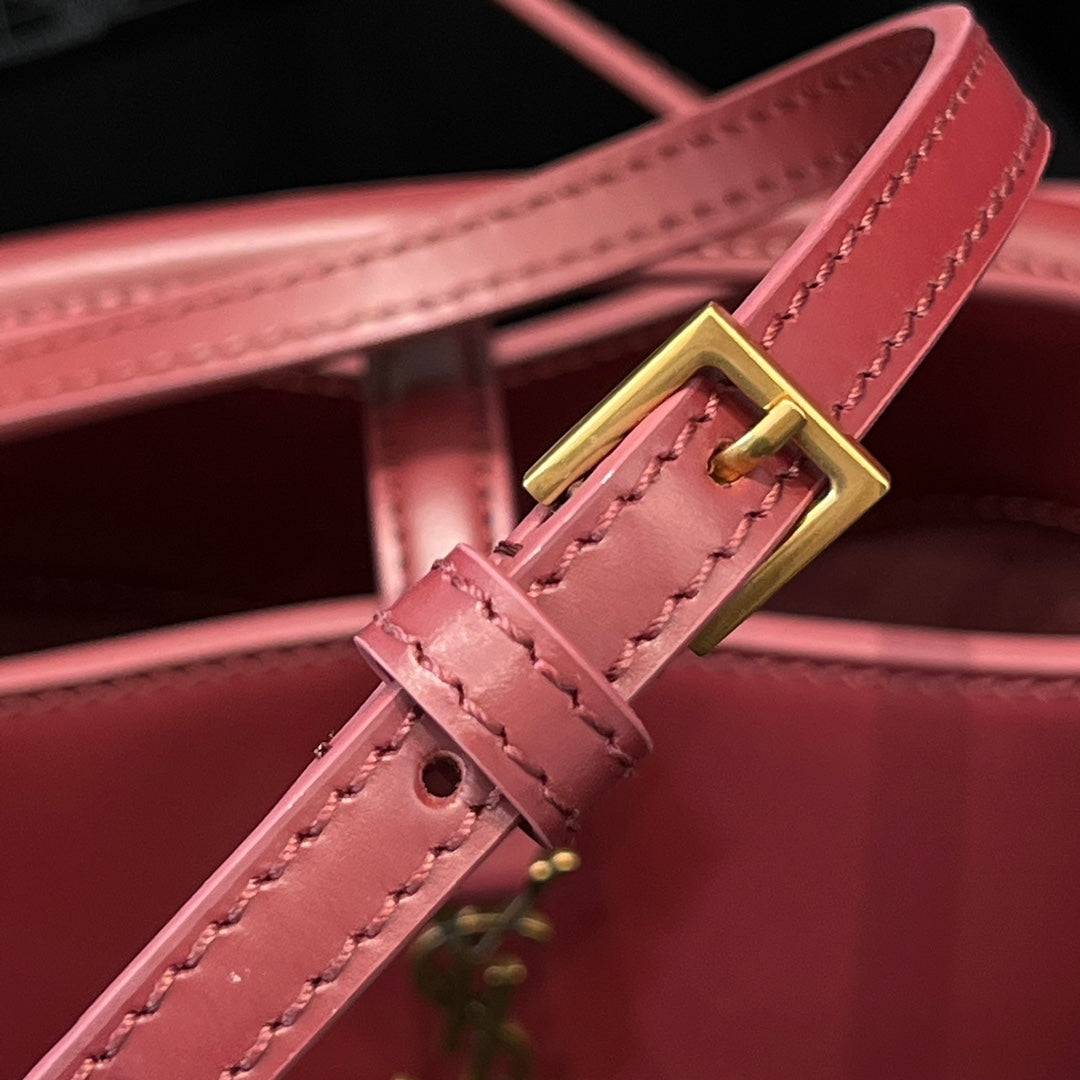 YSL Mini Bucket Bag 15 Dark Red Calfskin Leather