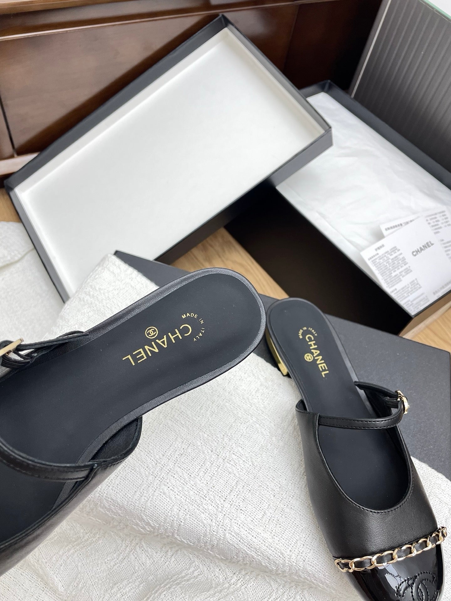 CC 25 Mules Flats Black Sheepskin 311498