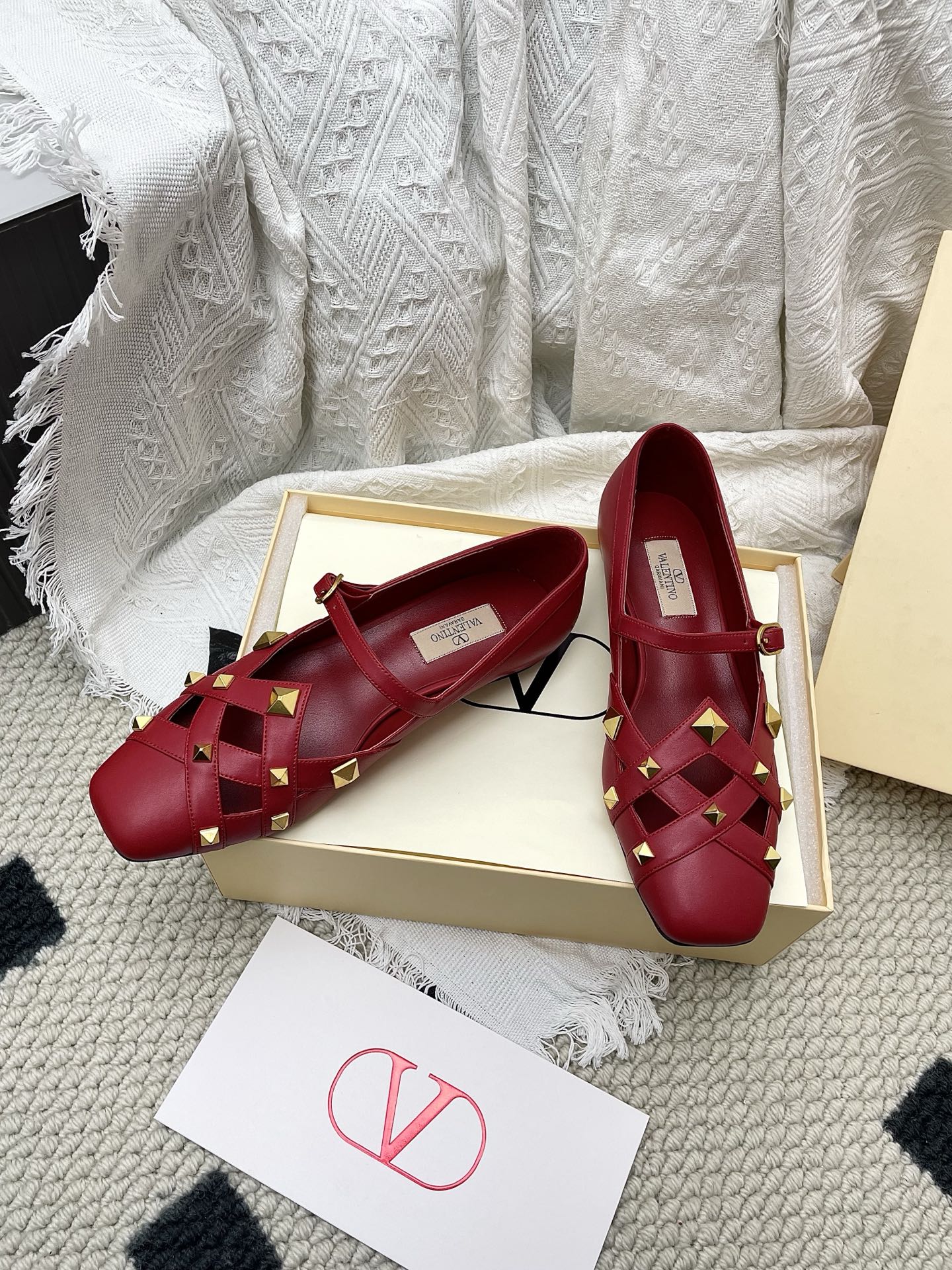 VT 26s Mary Jane Ballet Flats Dark Red Lambskin 611365