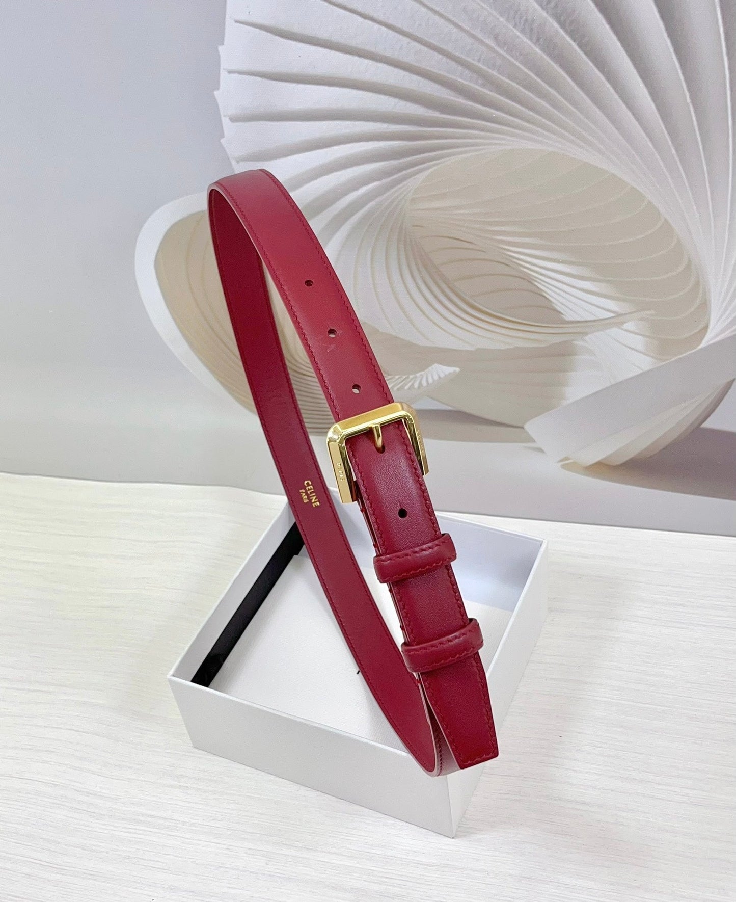 CEL Gold Western 25mm Belt Red Cowhide 181044