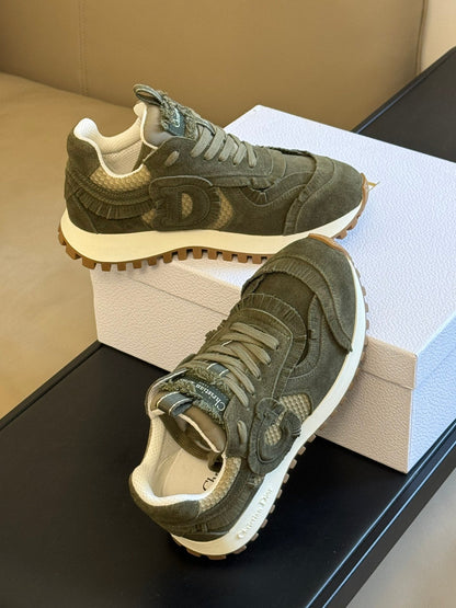 Cest CD Sneaker Dark Green Suede Calfskin and Mesh