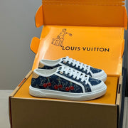 LV 26ss Sneaker Cherry Blue White Monogram Denim Leather 621643