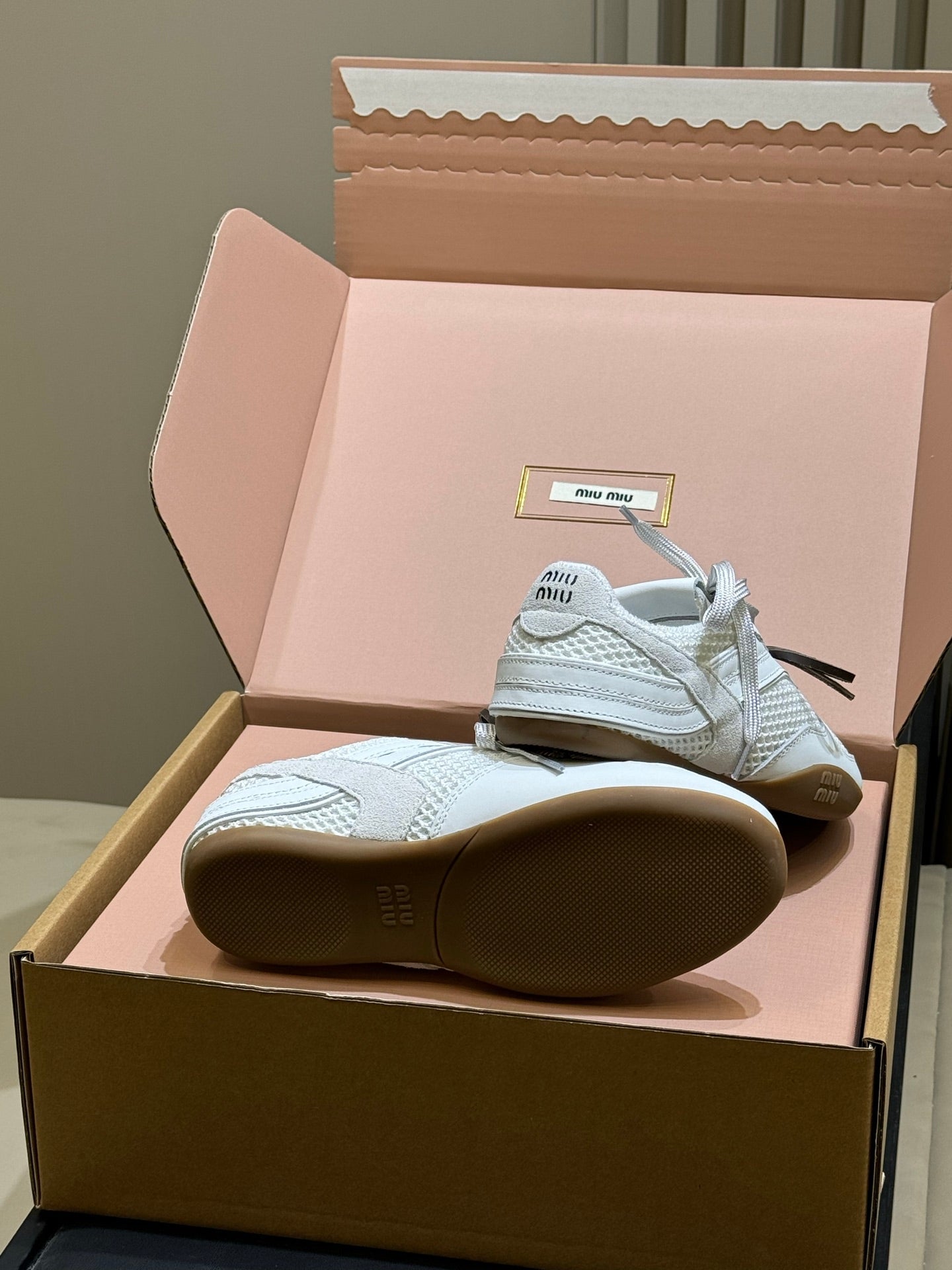 Miu Miu 2026 Tyre Sneaker White Mesh Leather 621348