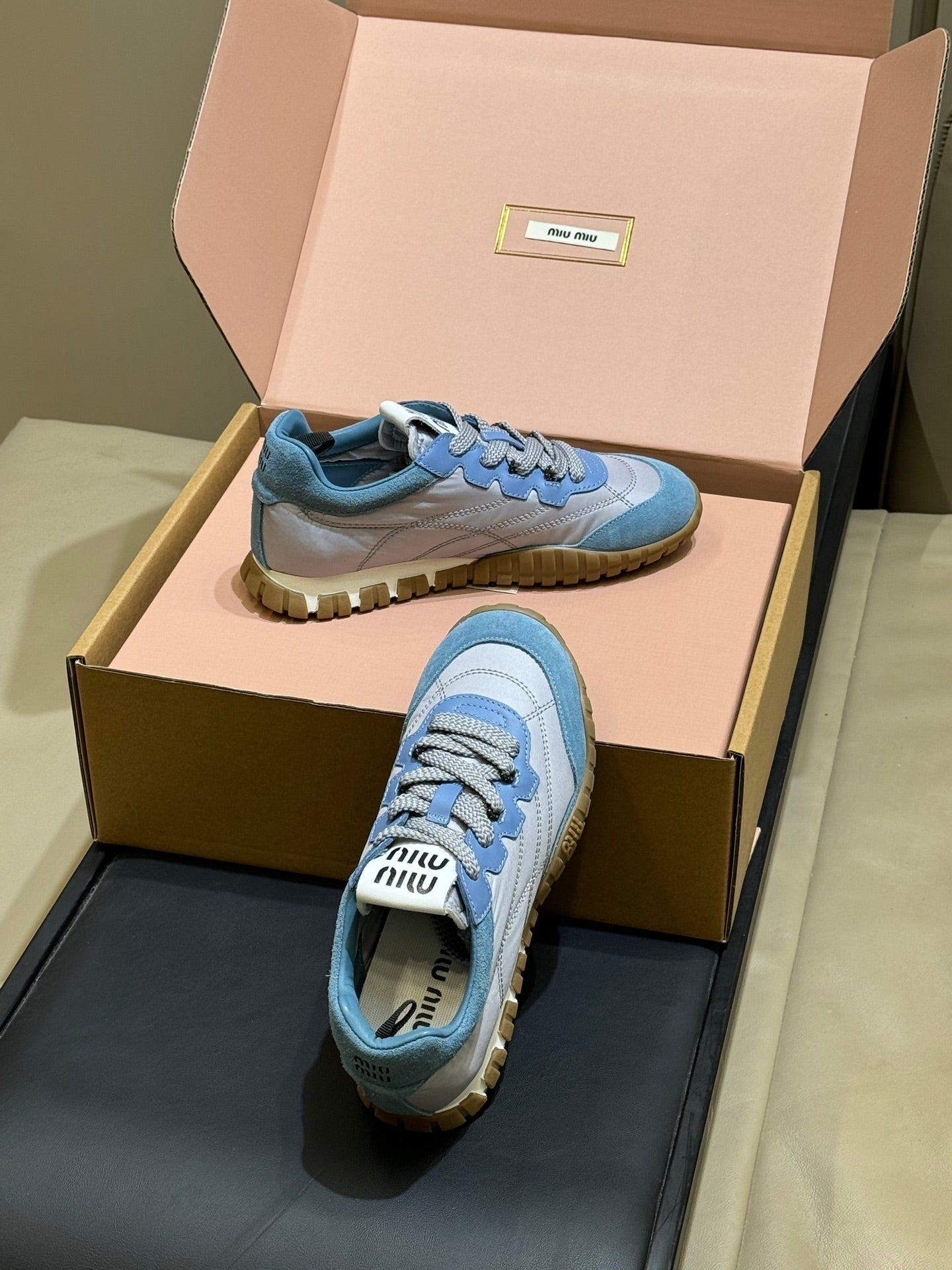 Miu Miu 2026 Tyre Sneaker Blue Technical Fabric And Suede 621353