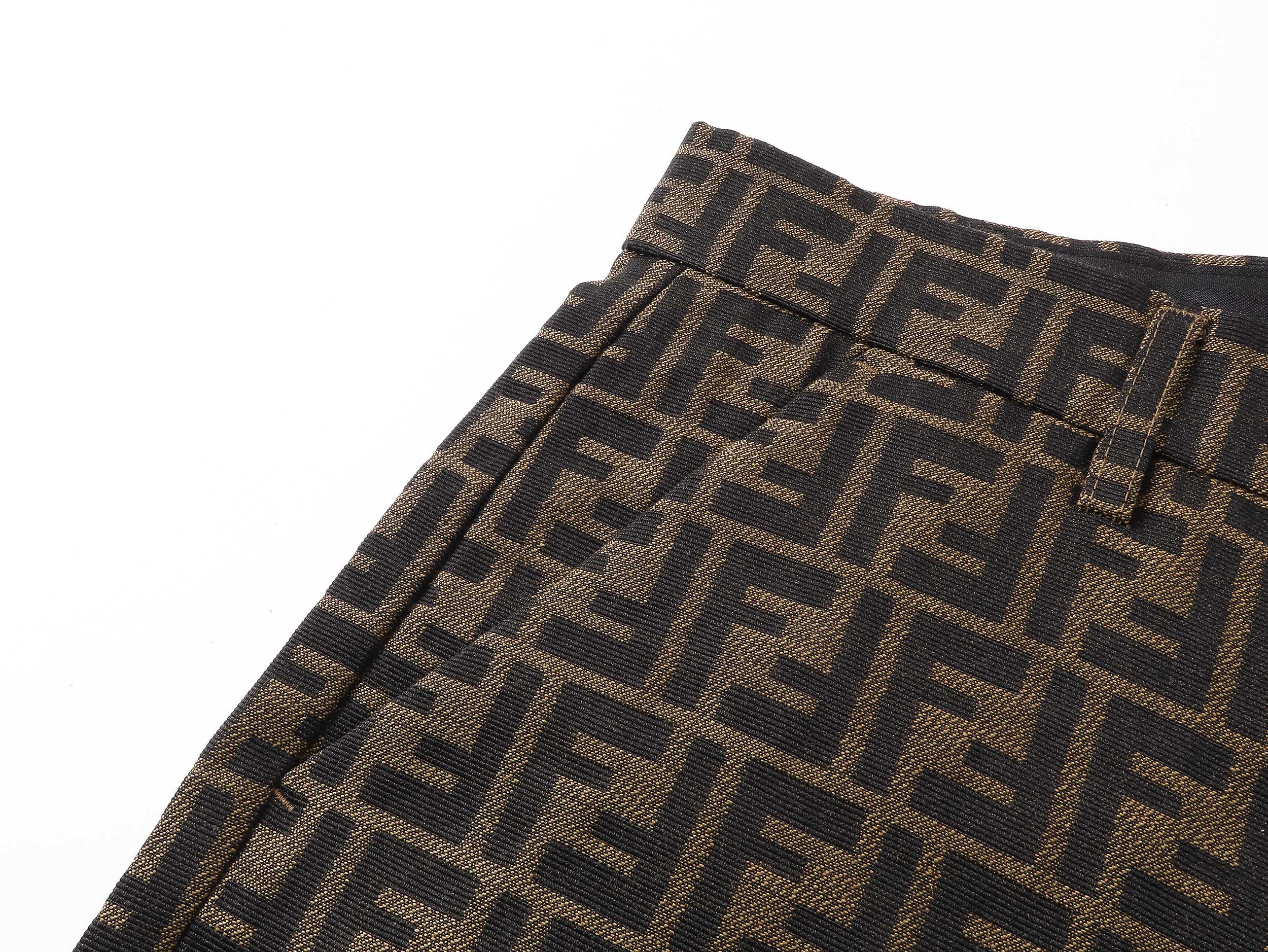 Fendi 2026 Men's Shorts Monogram Black Brown Jacquard Woven Fabric