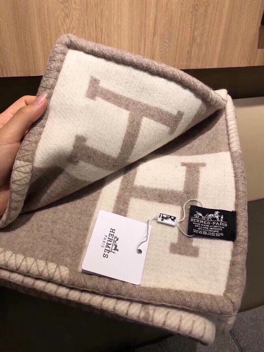 HM Blanket Beige White Wool Cashmere