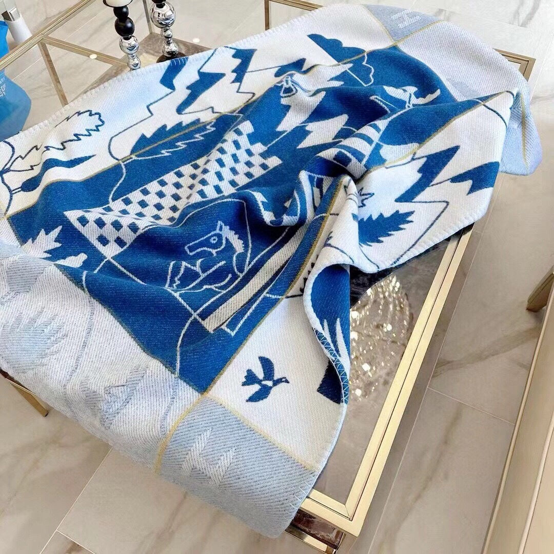 HM Avalon Epopee Blanket Marine Wool Cashmere