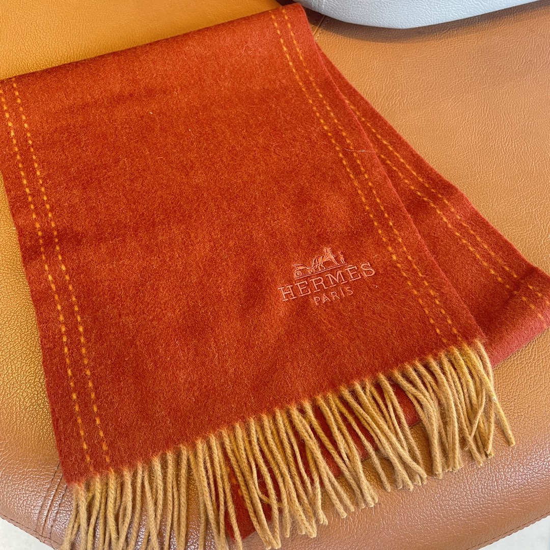 SCARF 180CM RED ORANGE CASHMERE