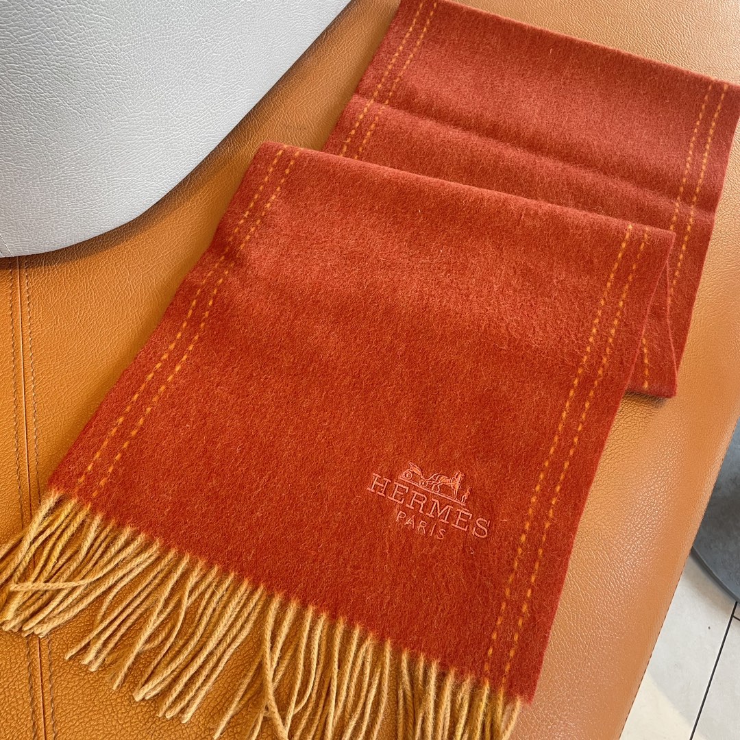 SCARF 180CM RED ORANGE CASHMERE