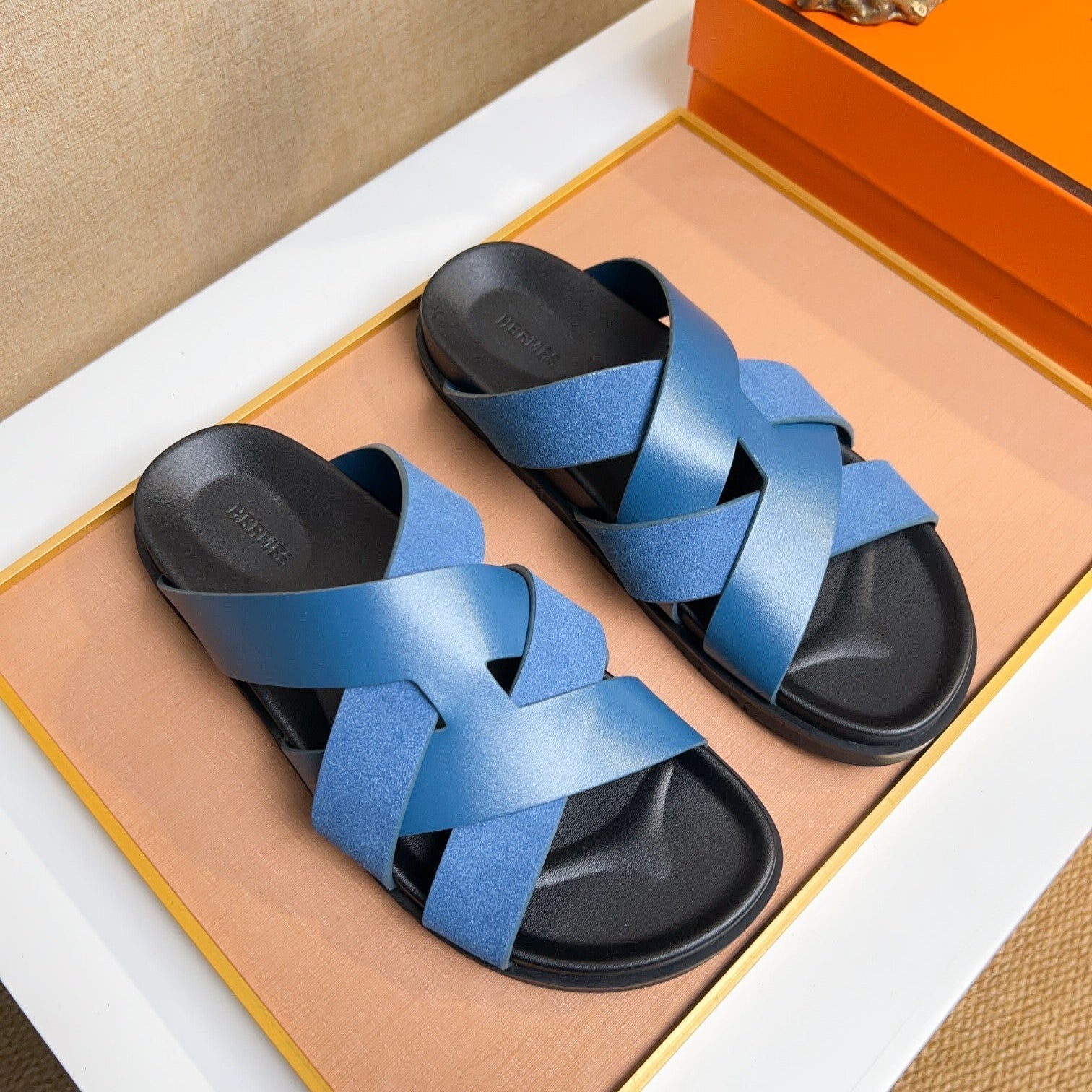 HM Men's Kazimir Sandals Blue Calfskin 737141
