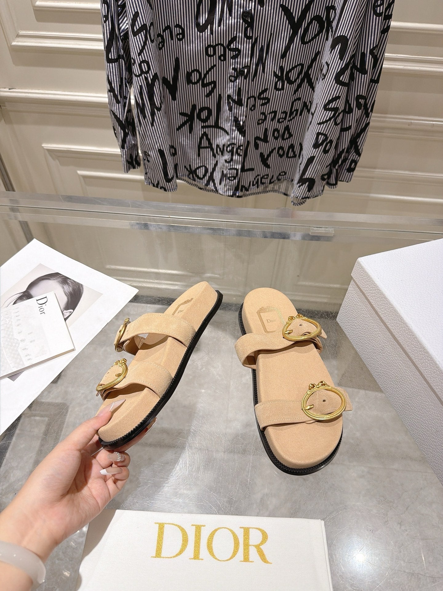 Dior 2026 Medaillon Buckle Slide Sandal Calfskin 919025