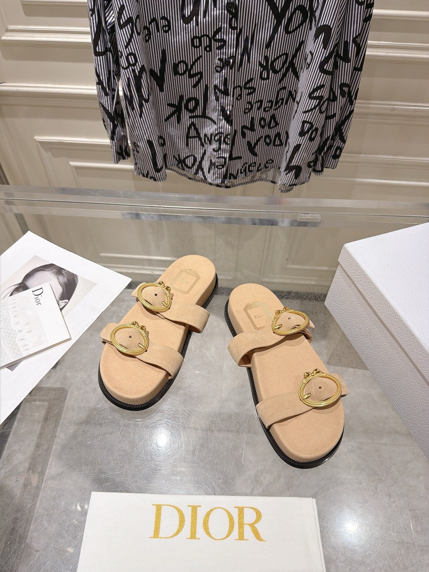 Dior 2026 Medaillon Buckle Slide Sandal Calfskin 919025