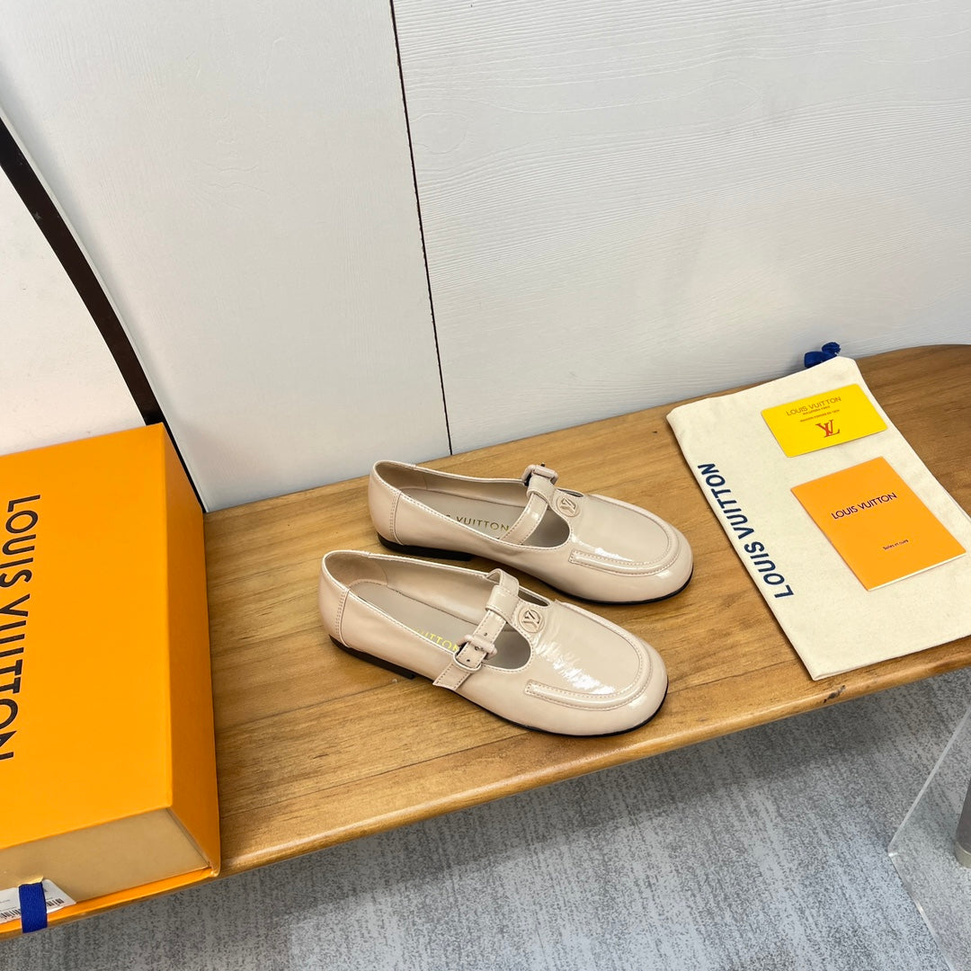 LV Soho Flat Mary Jane Beige Calfskin