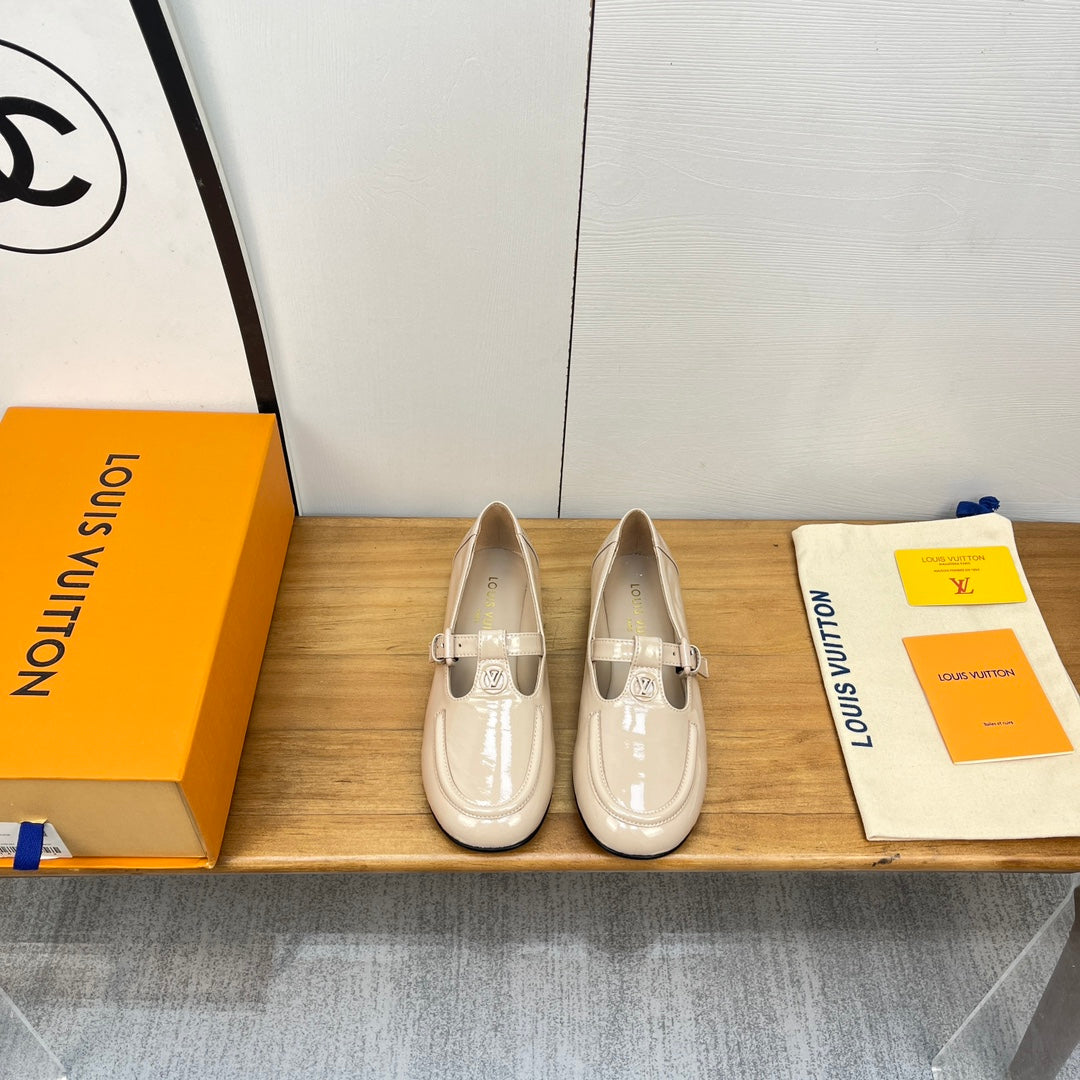 LV Soho Flat Mary Jane Beige Calfskin