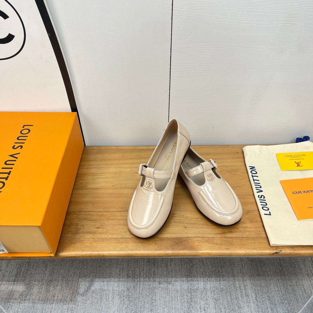 LV Soho Flat Mary Jane Beige Calfskin