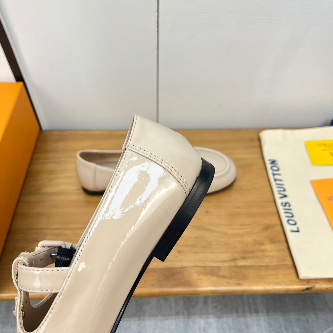 LV Soho Flat Mary Jane Beige Calfskin