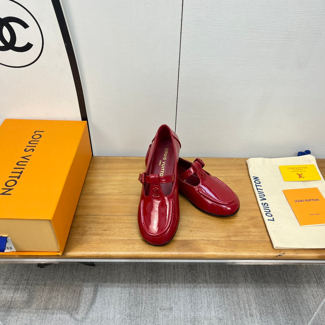 LV Soho Flat Mary Jane Red Calfskin